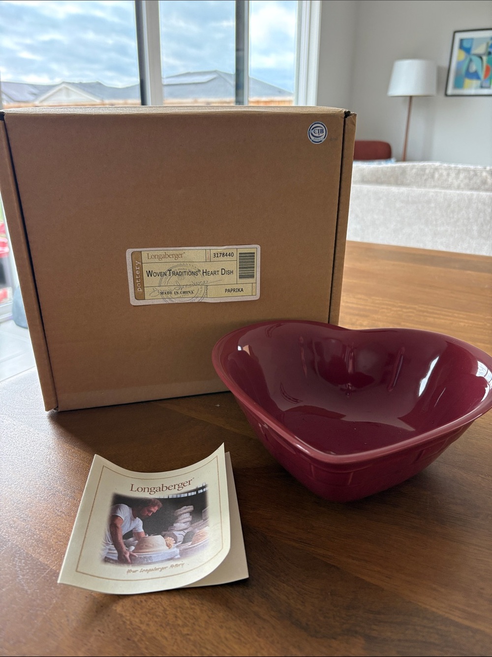 Longaberger Paprika Red Heart-Shaped Ceramic Bowl